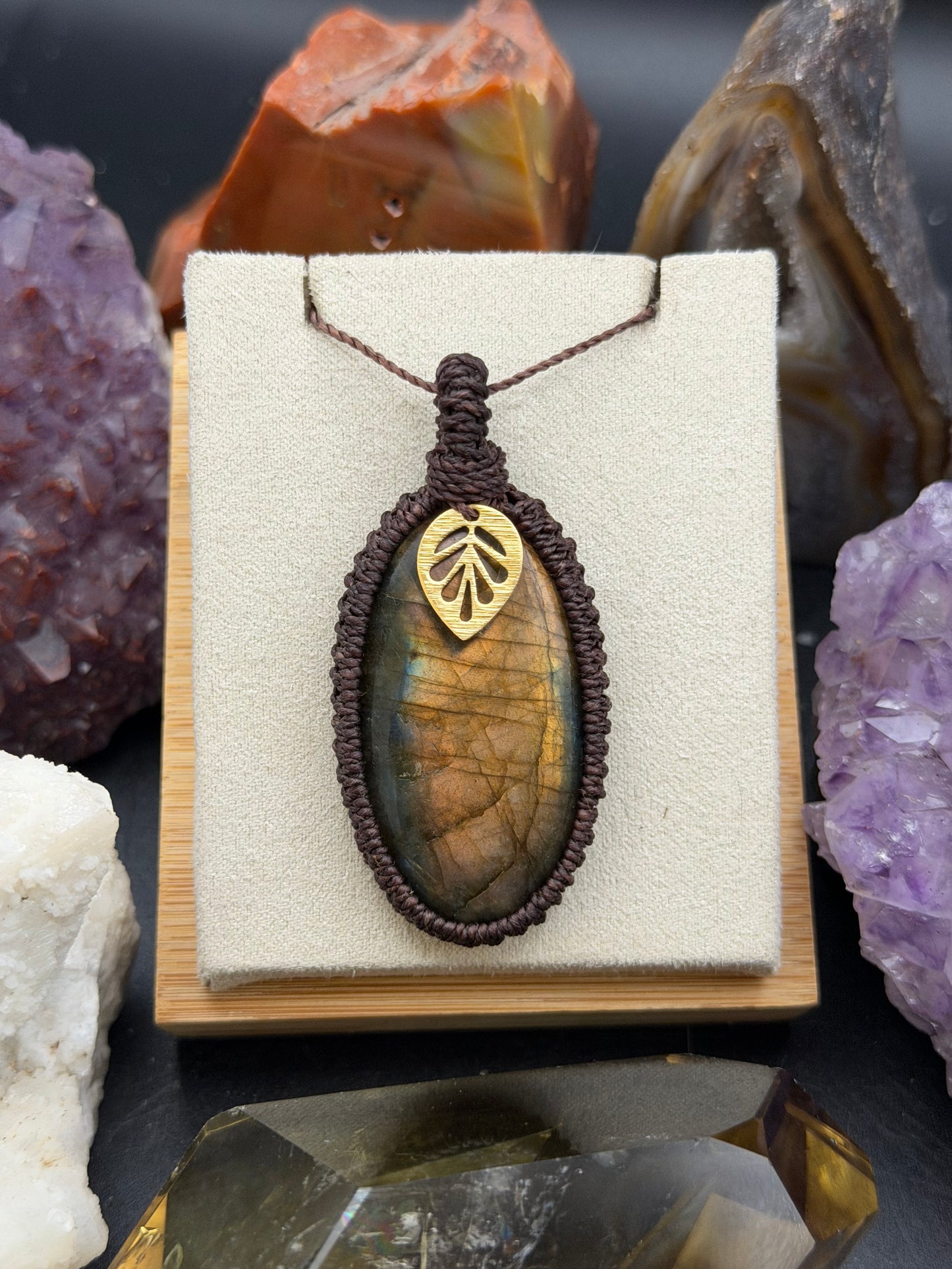 The Indigo Earth: Hand-Knotted Labradorite Macrame Necklace