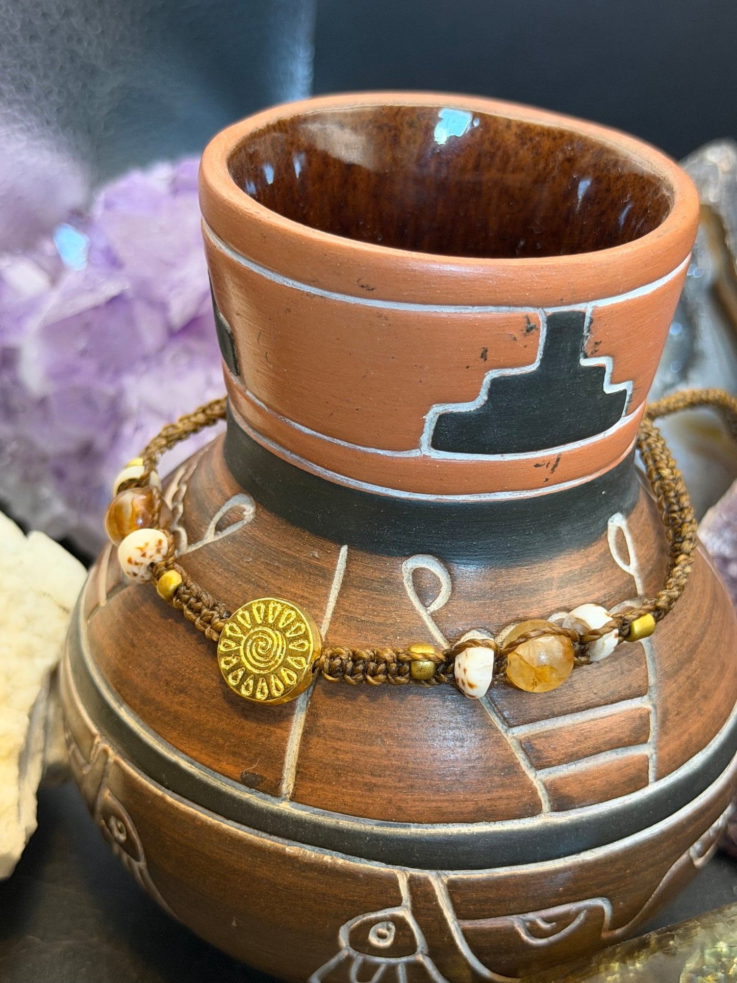 Summer Solstice Hand-Knotted Golden Healer Macrame Choker