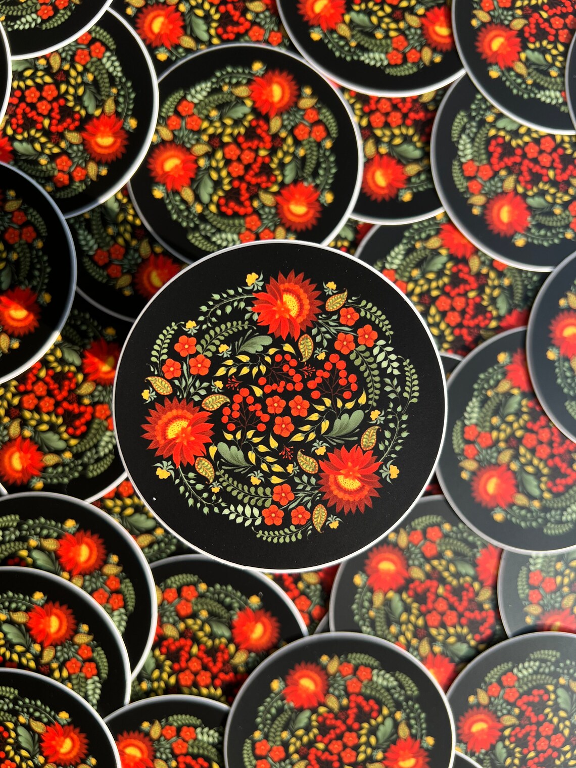 Ukrainian Floral Design Vinyl Sticker