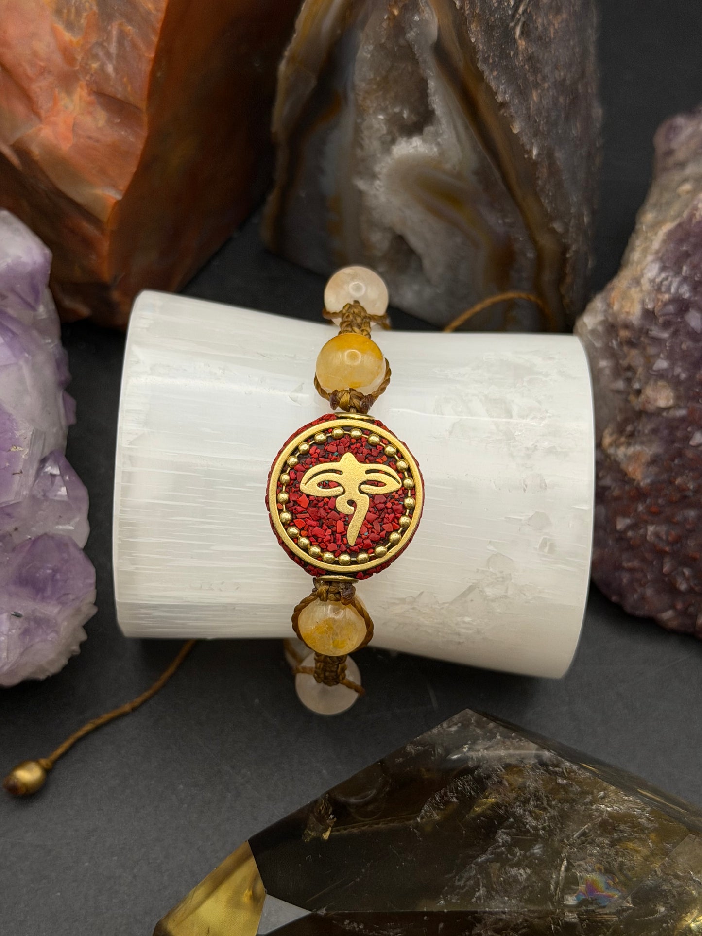 Golden Healer & Nepali Bead Macrame Bracelet