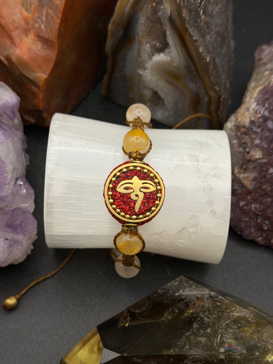 Golden Healer & Nepali Bead Macrame Bracelet