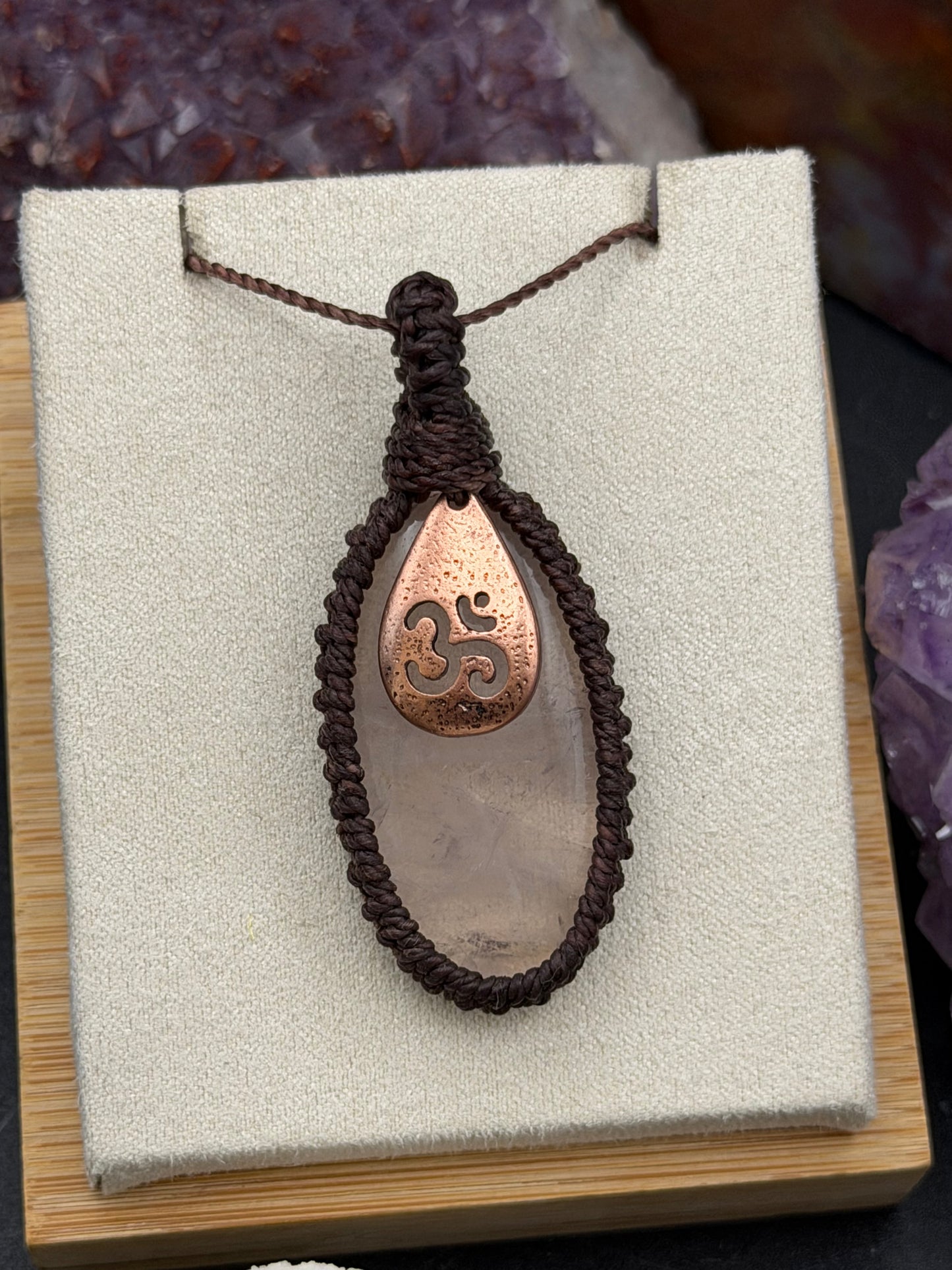 The Heart's Sanctuary: Hand-Knotted Rose Quartz Macrame Necklace
