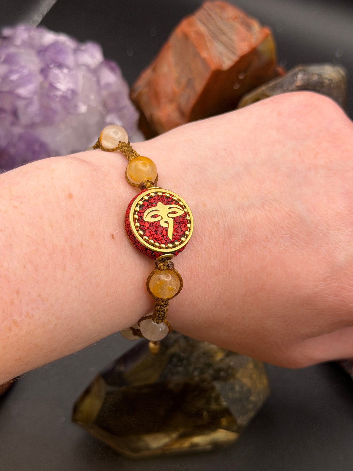 Golden Healer & Nepali Bead Macrame Bracelet