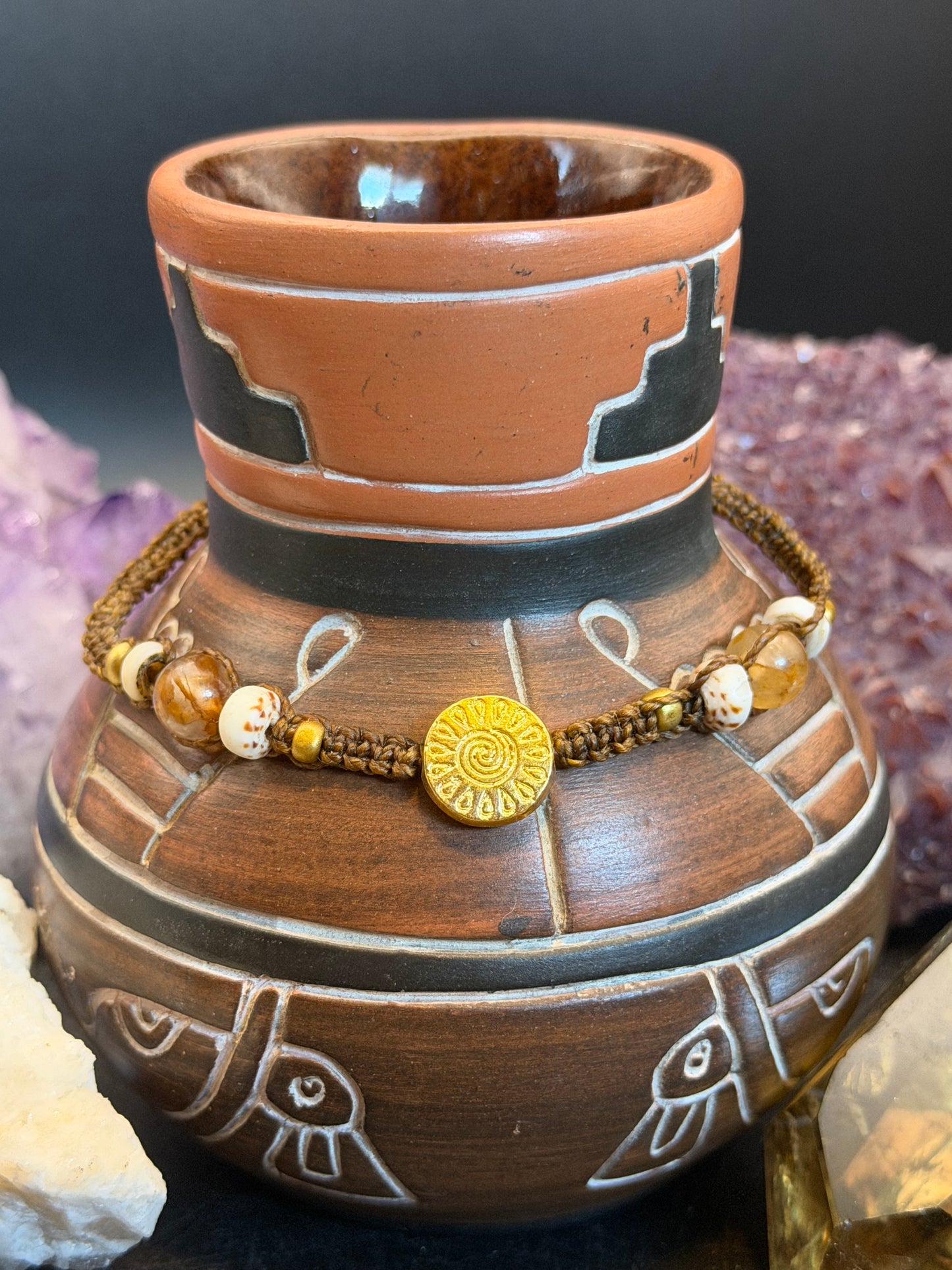 Summer Solstice Hand-Knotted Golden Healer Macrame Choker
