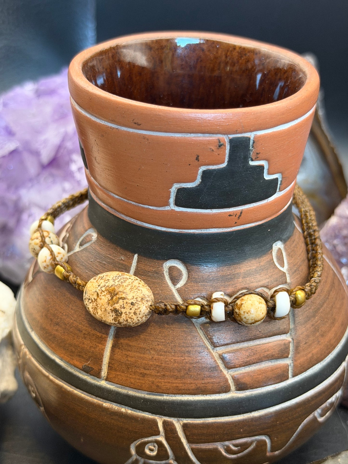 Dusty Trails Hand-Knotted Picture Jasper Macrame Choker