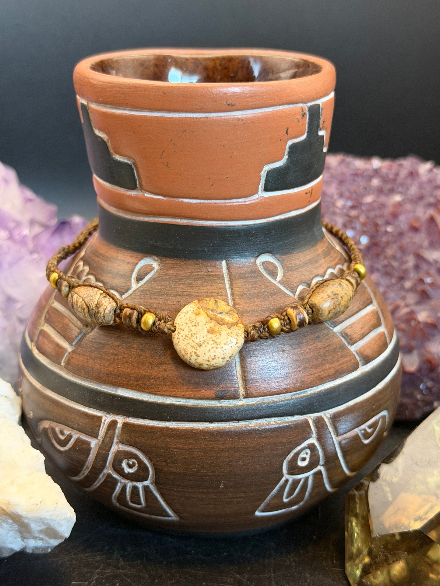 Dusty Trails Hand-Knotted Picture Jasper Macrame Choker
