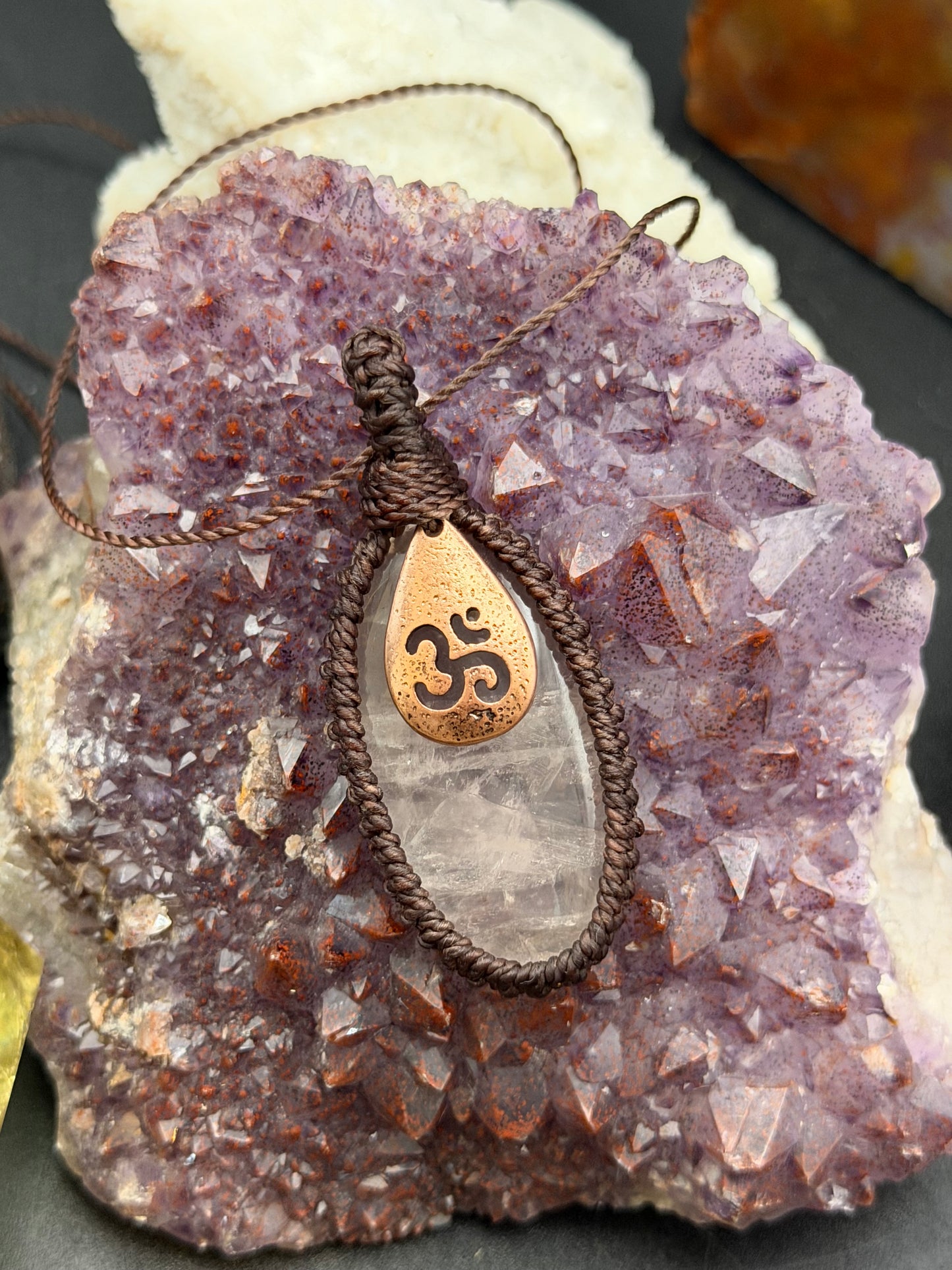 The Heart's Sanctuary: Hand-Knotted Rose Quartz Macrame Necklace