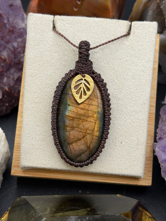 The Indigo Earth: Hand-Knotted Labradorite Macrame Necklace
