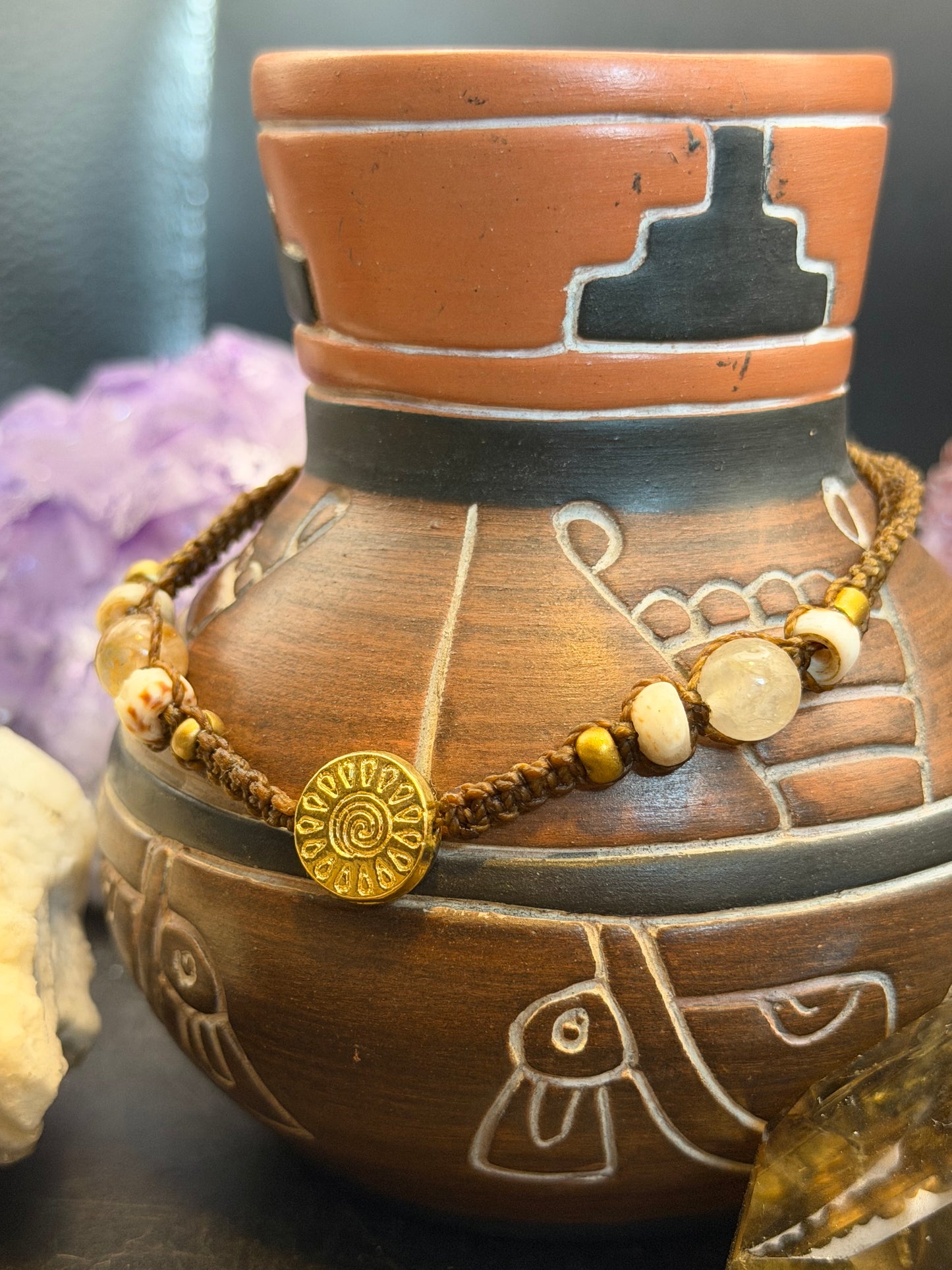 Summer Solstice Hand-Knotted Golden Healer Macrame Choker