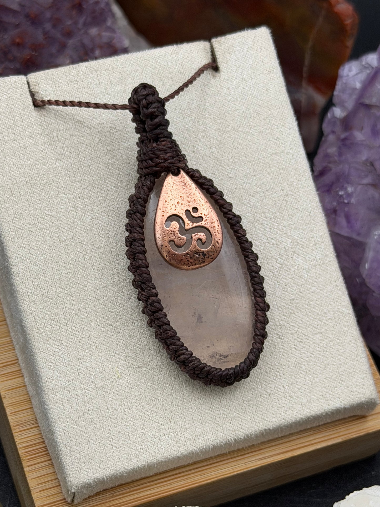 The Heart's Sanctuary: Hand-Knotted Rose Quartz Macrame Necklace