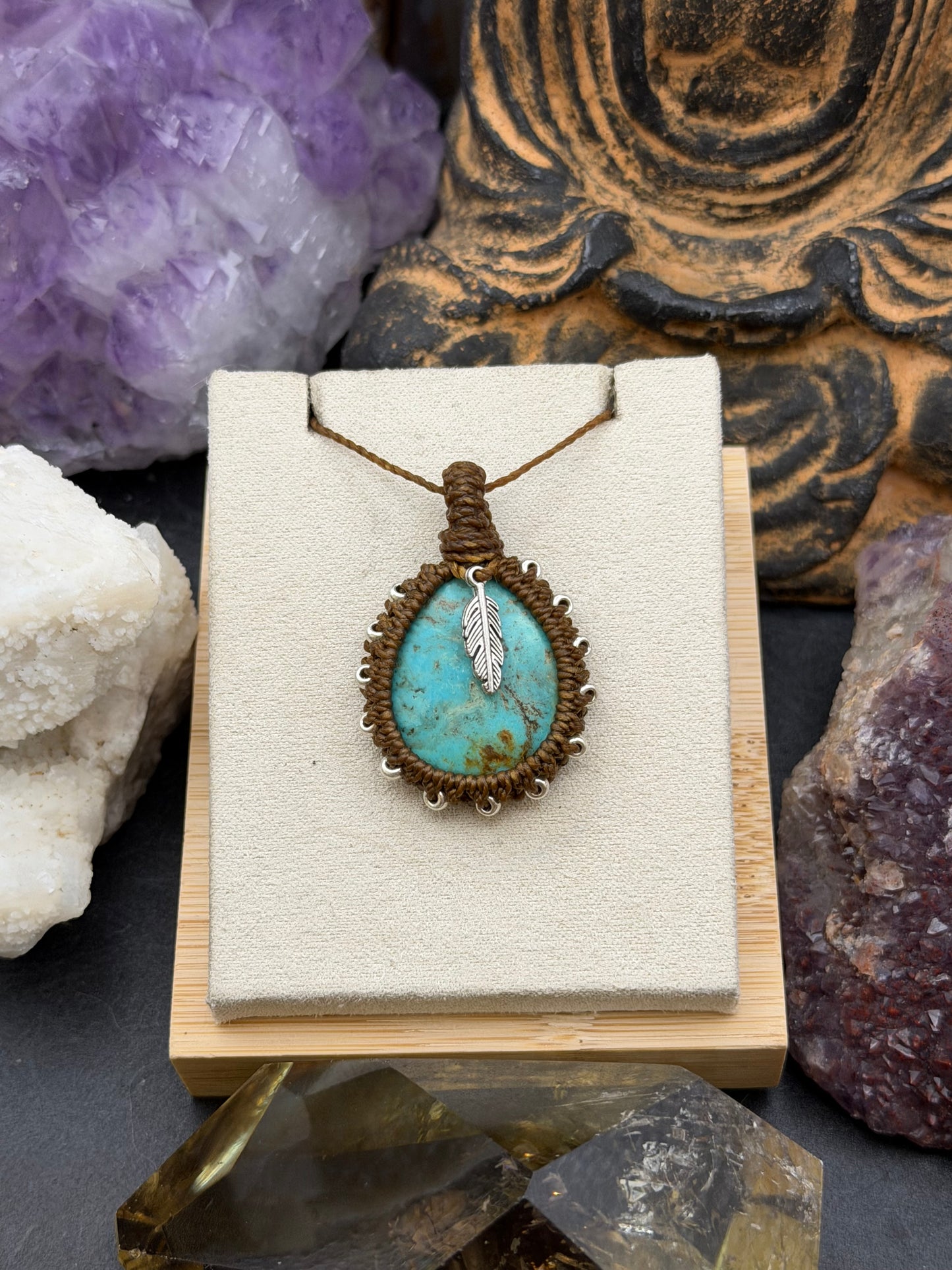 The Sedona Sky: Hand-Knotted American Turquoise Macrame Necklace