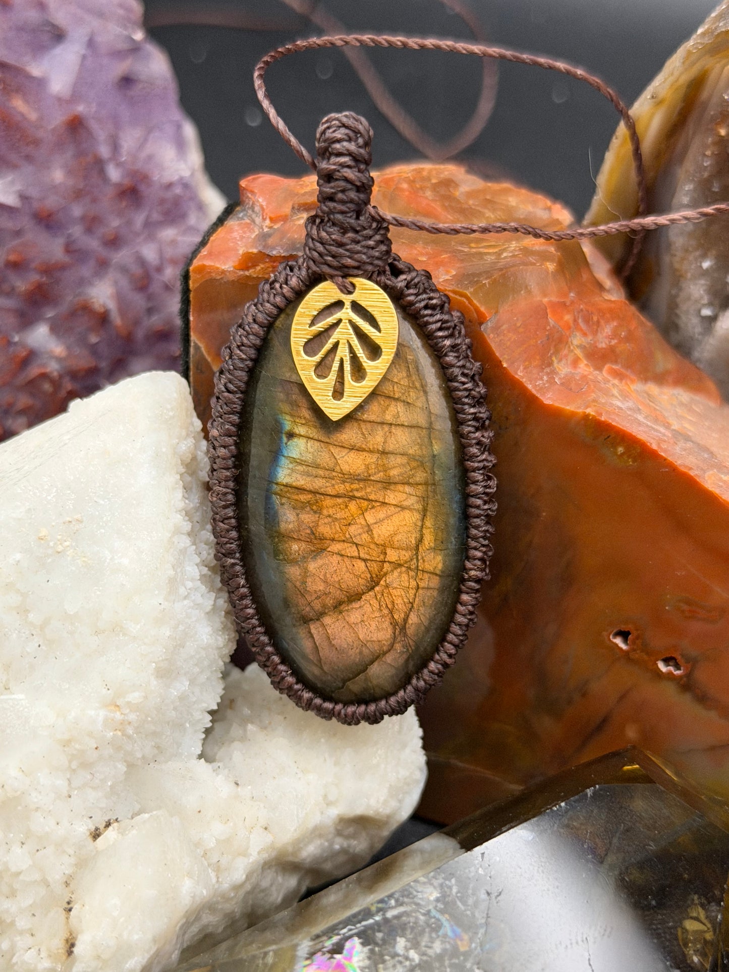The Indigo Earth: Hand-Knotted Labradorite Macrame Necklace