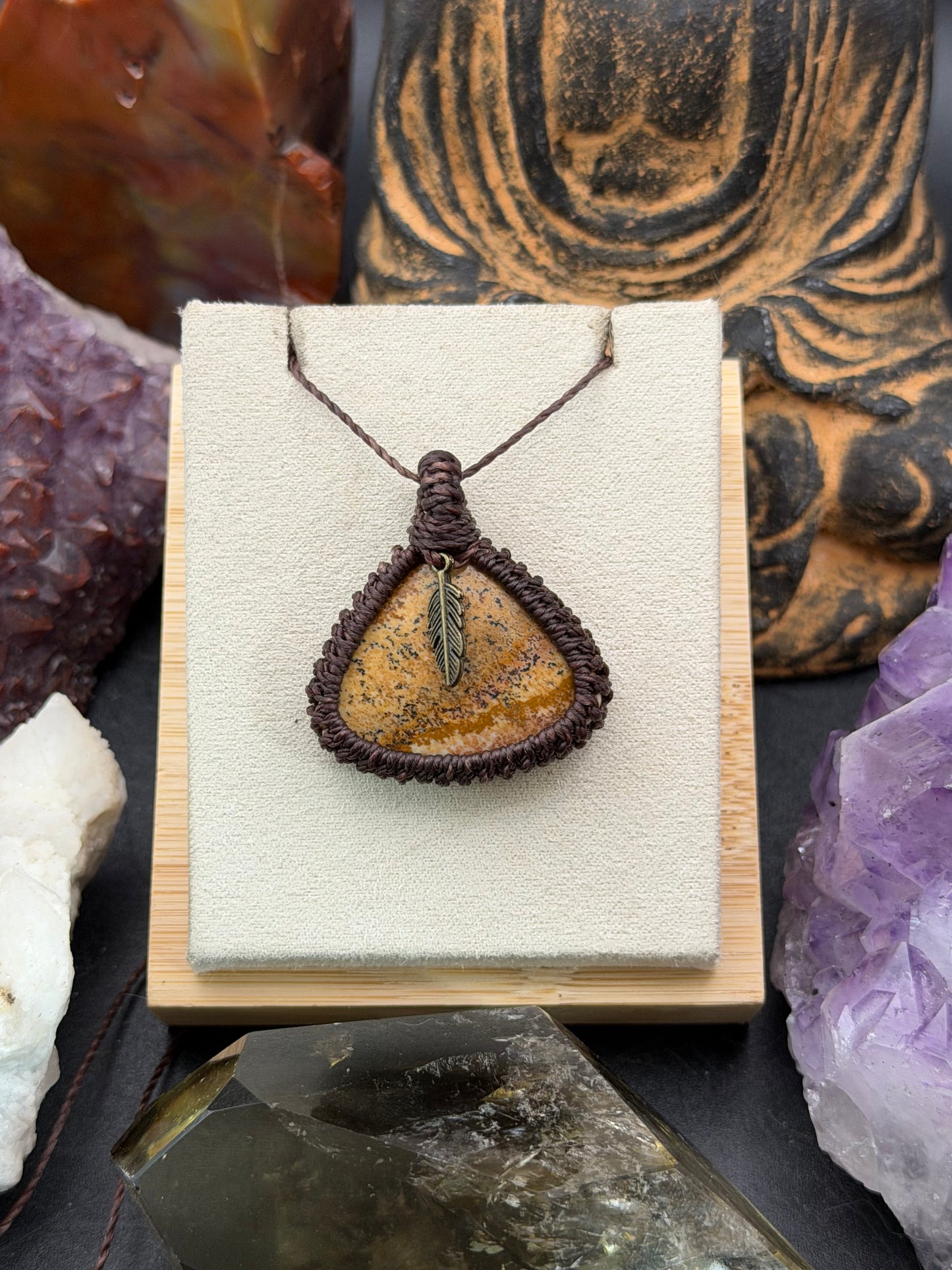 The Desert Canvas: Hand-Knotted Picture Jasper Macrame Necklace