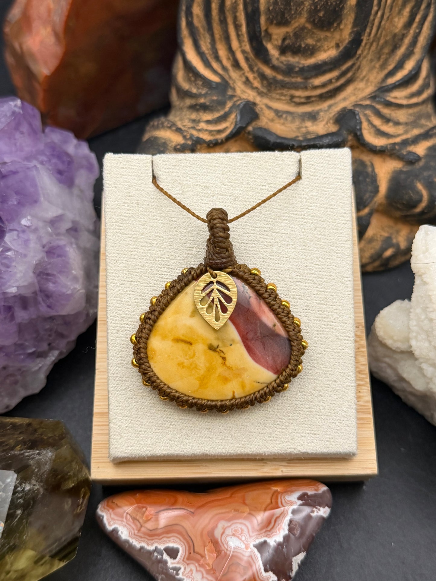 The Desert Sun: Hand-Knotted Mookaite Macrame Necklace