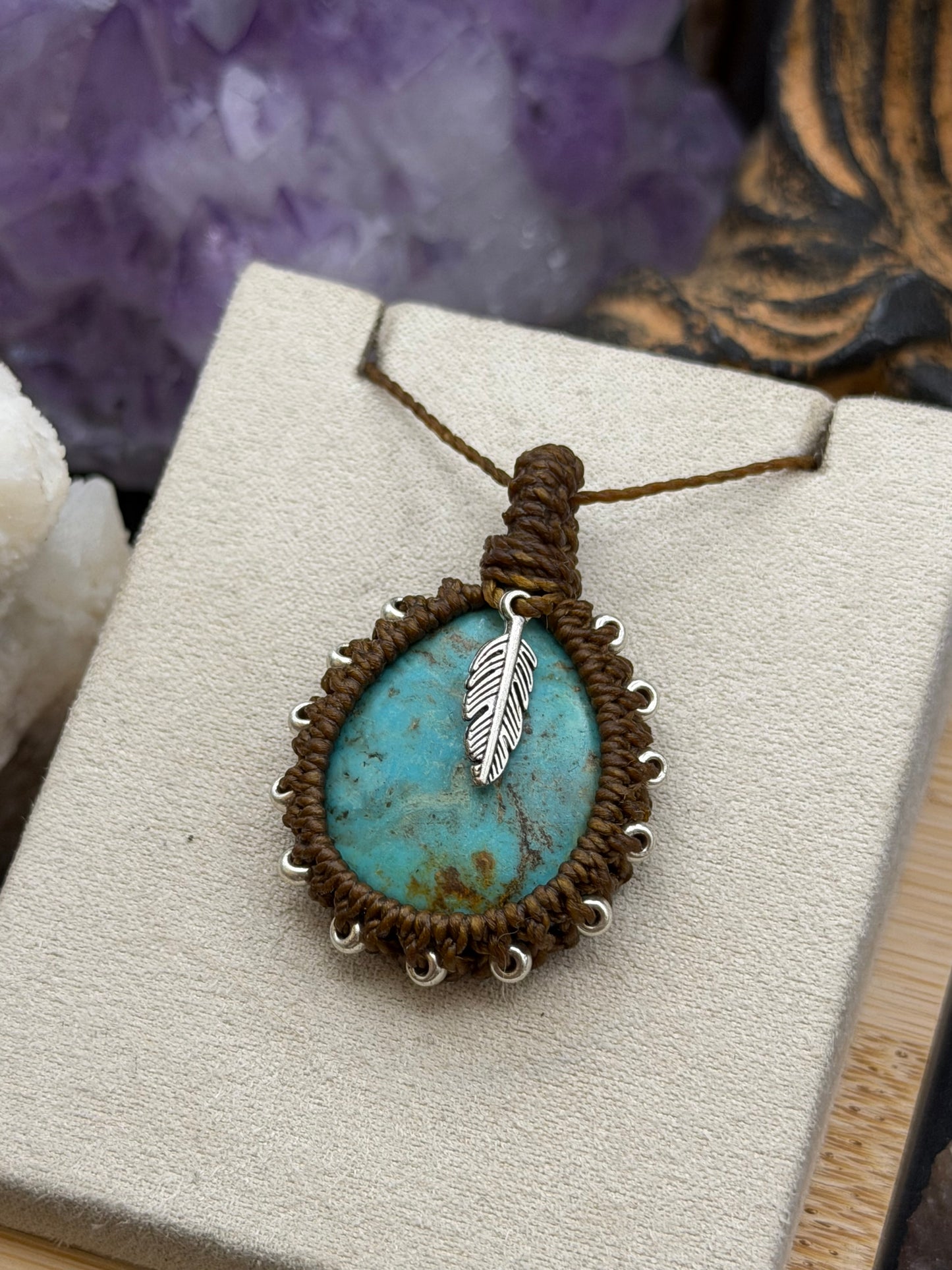 The Sedona Sky: Hand-Knotted American Turquoise Macrame Necklace