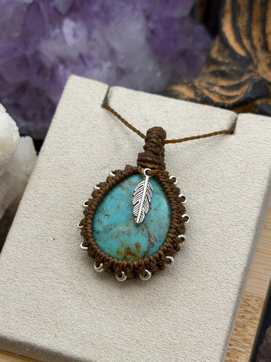 The Sedona Sky: Hand-Knotted American Turquoise Macrame Necklace