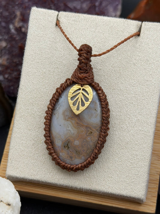 The Tidepool Talisman: Hand-Knotted Ocean Jasper Macrame Necklace