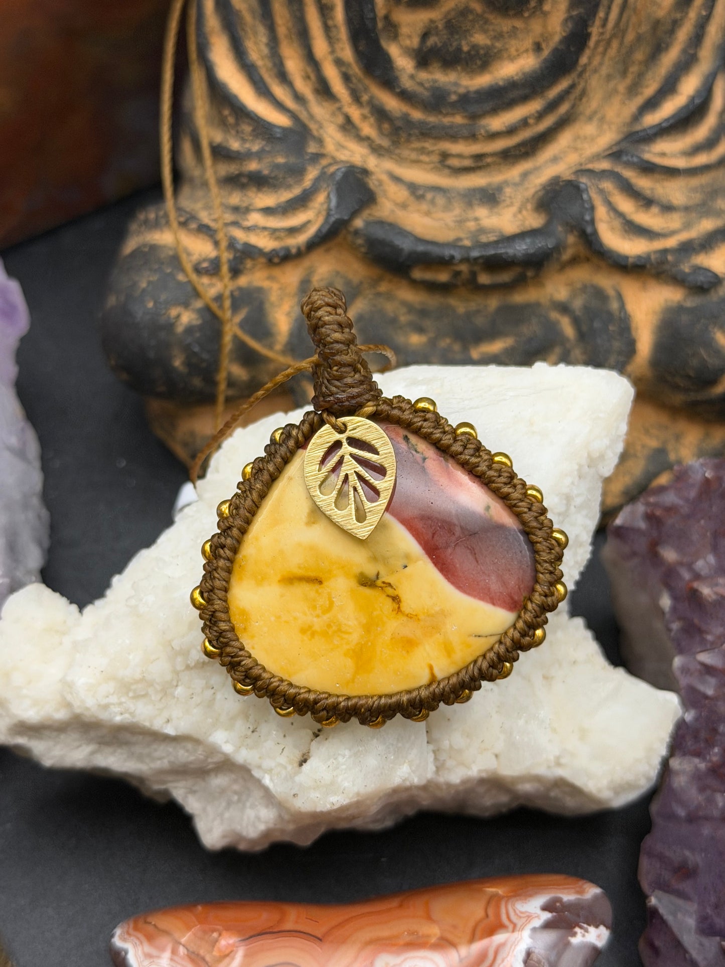 The Desert Sun: Hand-Knotted Mookaite Macrame Necklace