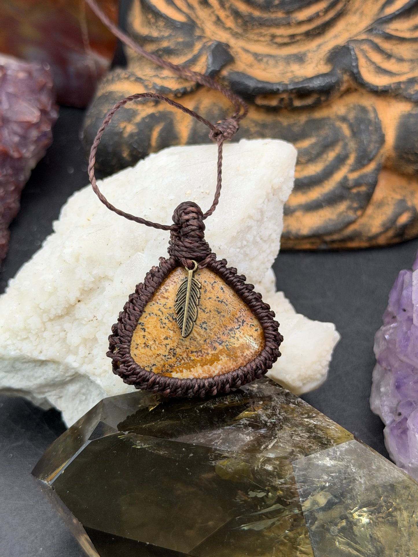 The Desert Canvas: Hand-Knotted Picture Jasper Macrame Necklace