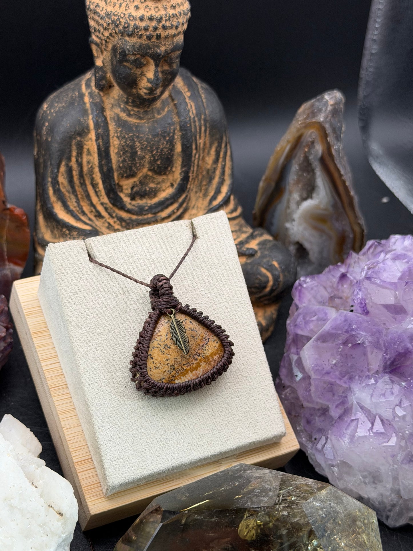The Desert Canvas: Hand-Knotted Picture Jasper Macrame Necklace