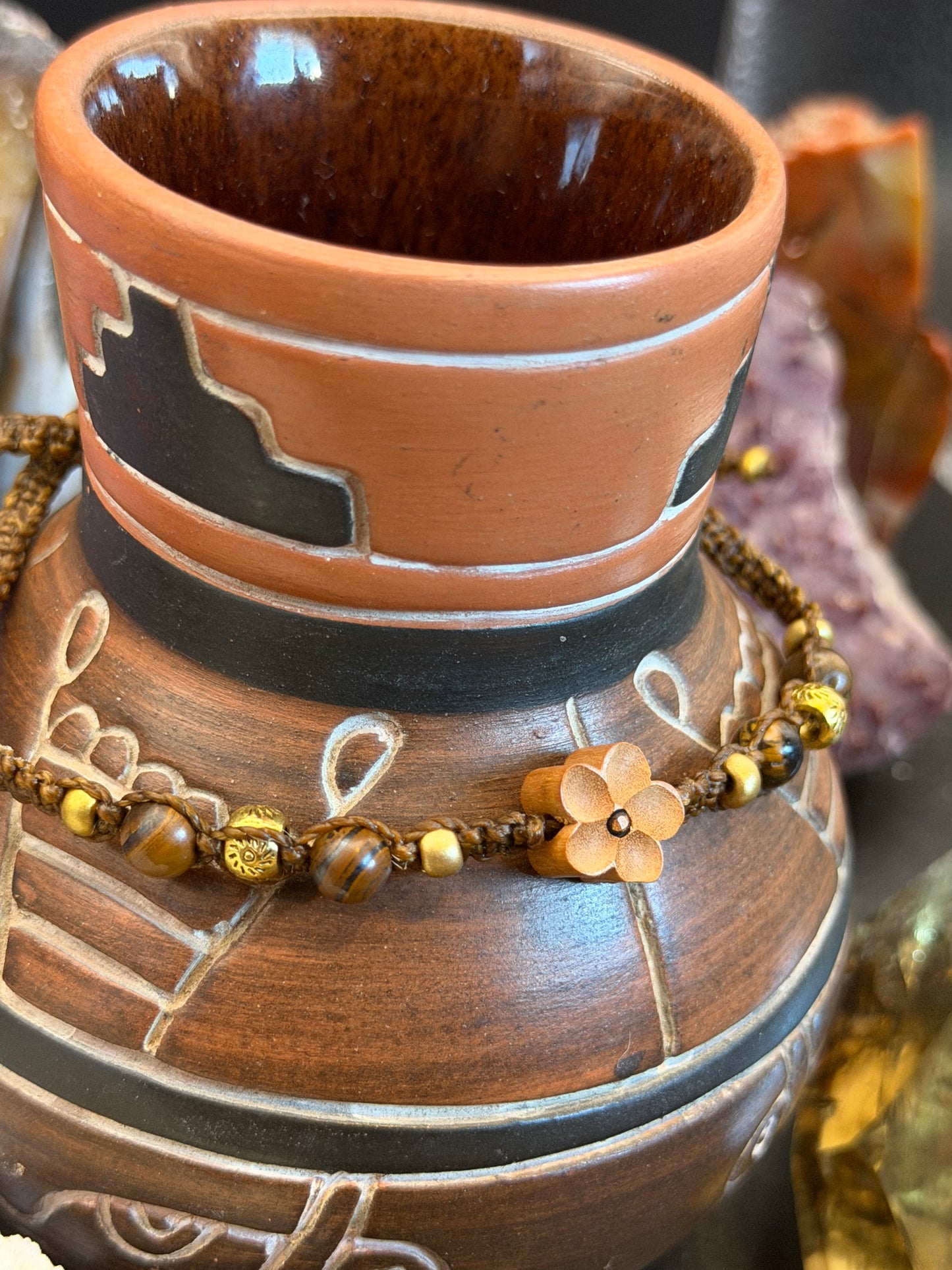 Flower Child Hand-Knotted Tiger's Eye Macrame Choker