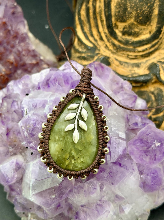 The Boreal Guardian: Hand-Knotted Canadian Jade Macrame Necklace