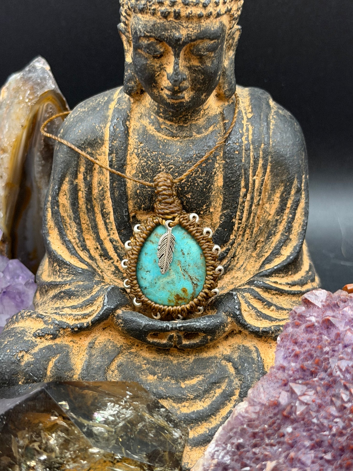 The Sedona Sky: Hand-Knotted American Turquoise Macrame Necklace