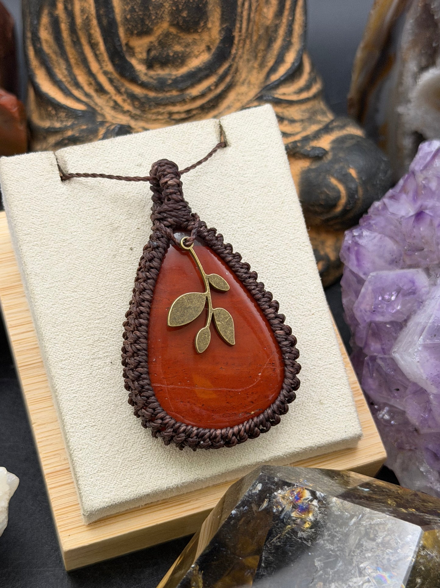 The Red Earth: Hand-Knotted Red Jasper Macrame Necklace