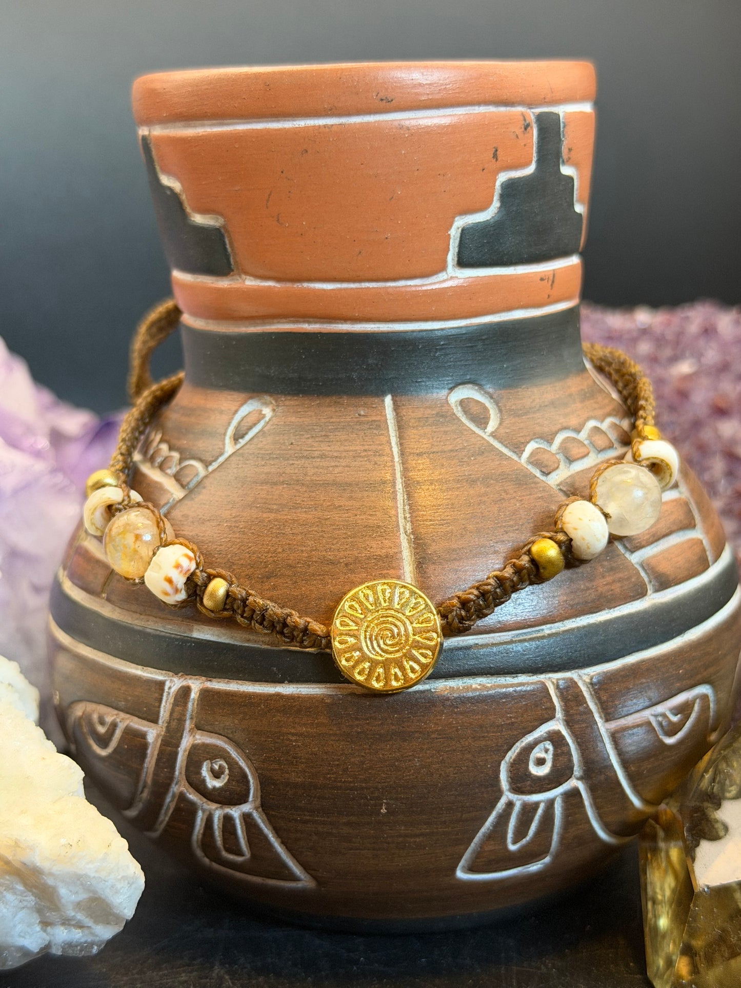 Summer Solstice Hand-Knotted Golden Healer Macrame Choker