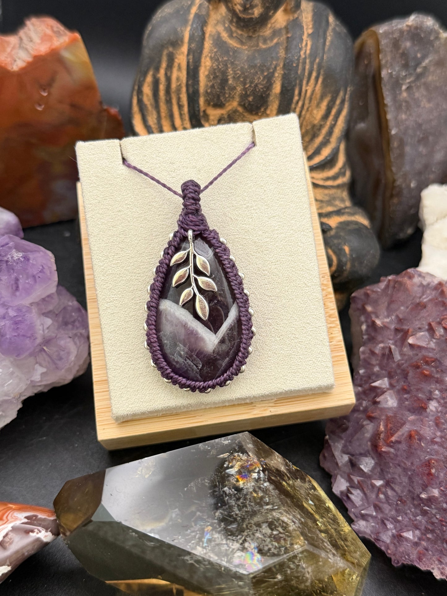 The Dreaming Earth: Hand-Knotted Amethyst Macrame Necklace