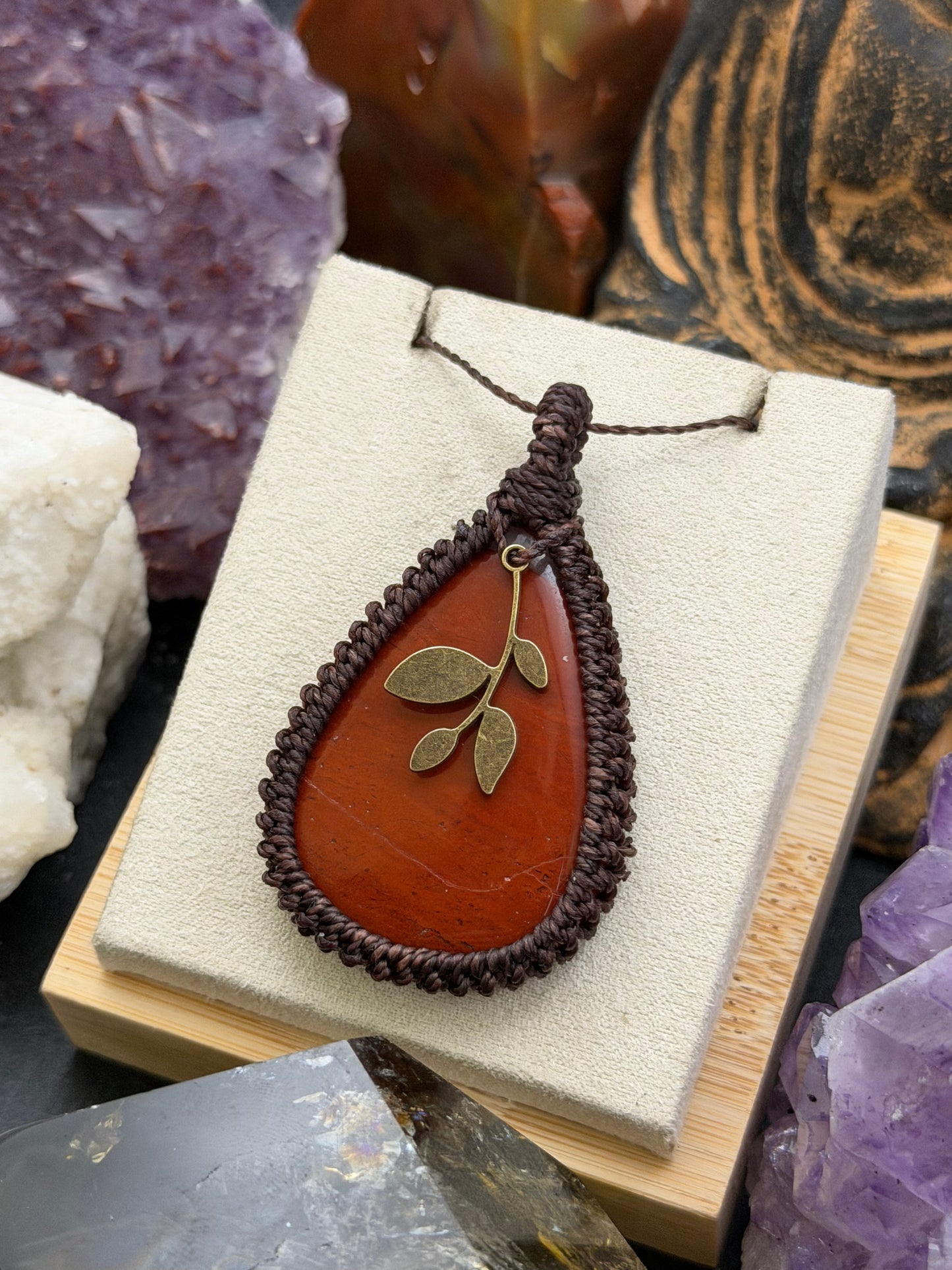 The Red Earth: Hand-Knotted Red Jasper Macrame Necklace