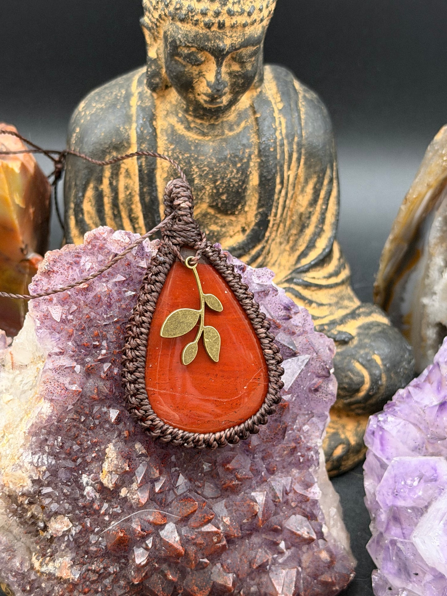 The Red Earth: Hand-Knotted Red Jasper Macrame Necklace