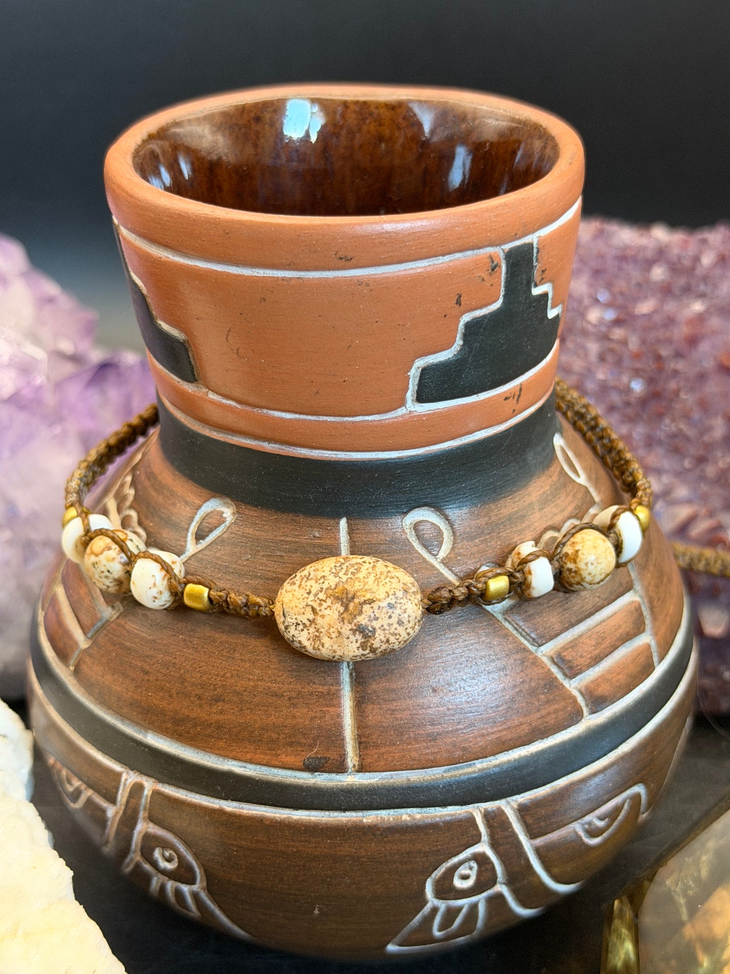 Dusty Trails Hand-Knotted Picture Jasper Macrame Choker