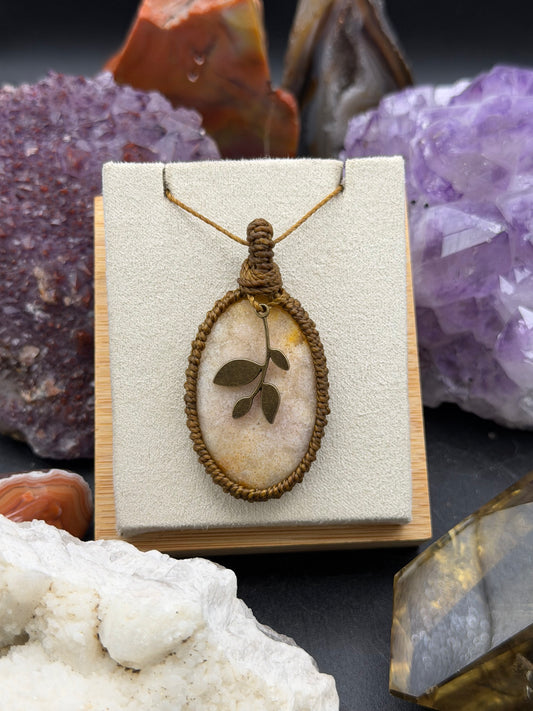 The Petrified Petal: Hand-Knotted Agatized Coral Macrame Necklace