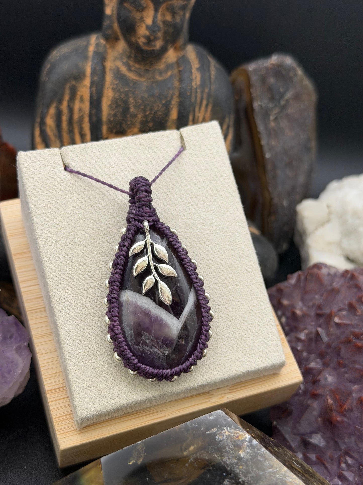 The Dreaming Earth: Hand-Knotted Amethyst Macrame Necklace
