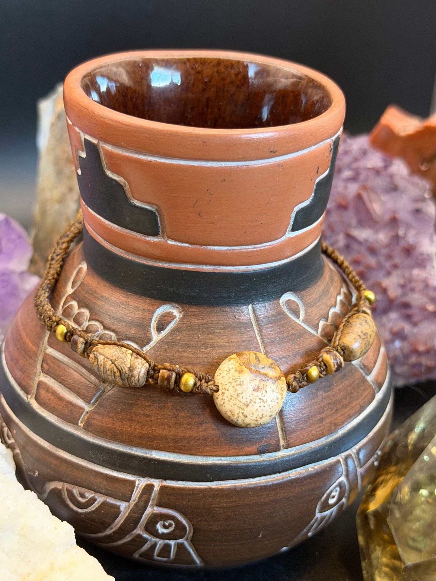 Dusty Trails Hand-Knotted Picture Jasper Macrame Choker