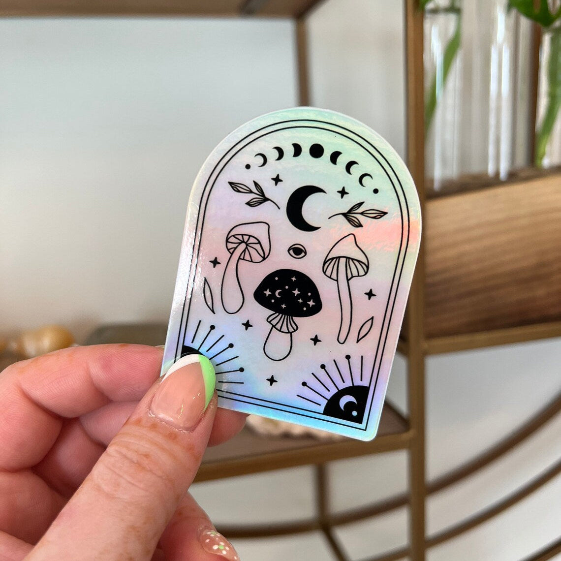 Holographic Mushroom Vinyl Sticker
