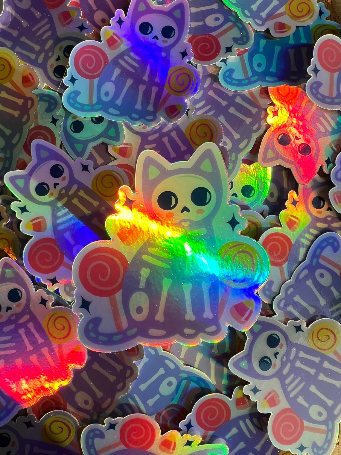 Holographic Halloween Cat Vinyl Sticker