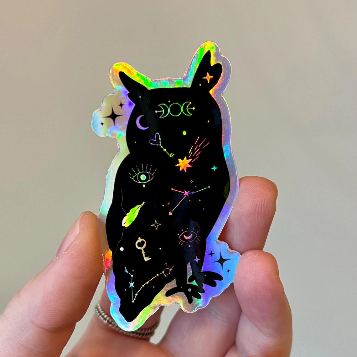 Holographic Owl Vinyl Sticker