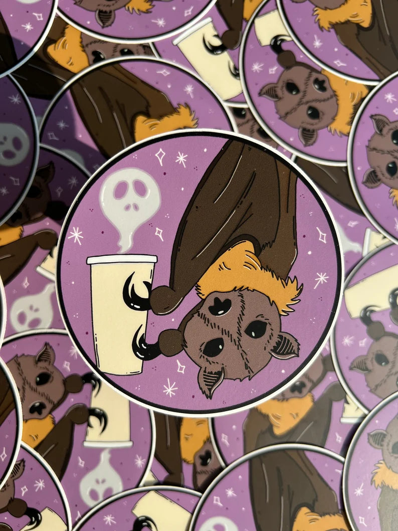 Coffee Bat Vinyl Sticker