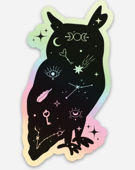 Holographic Owl Vinyl Sticker